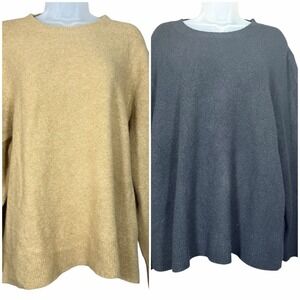 J.Crew Lot Of 2 Extra-Soft Sweaters 3X Black Tan Oversized Cozy Knit Wool Blend